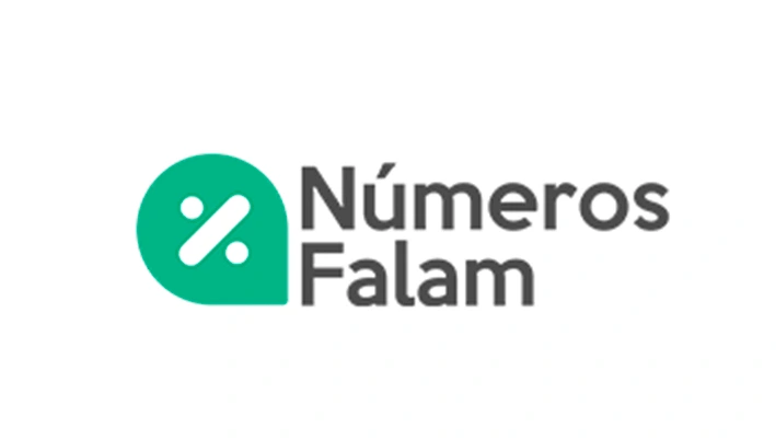 Marca anterior Números Falam, com símbolo de porcentagem em verde
